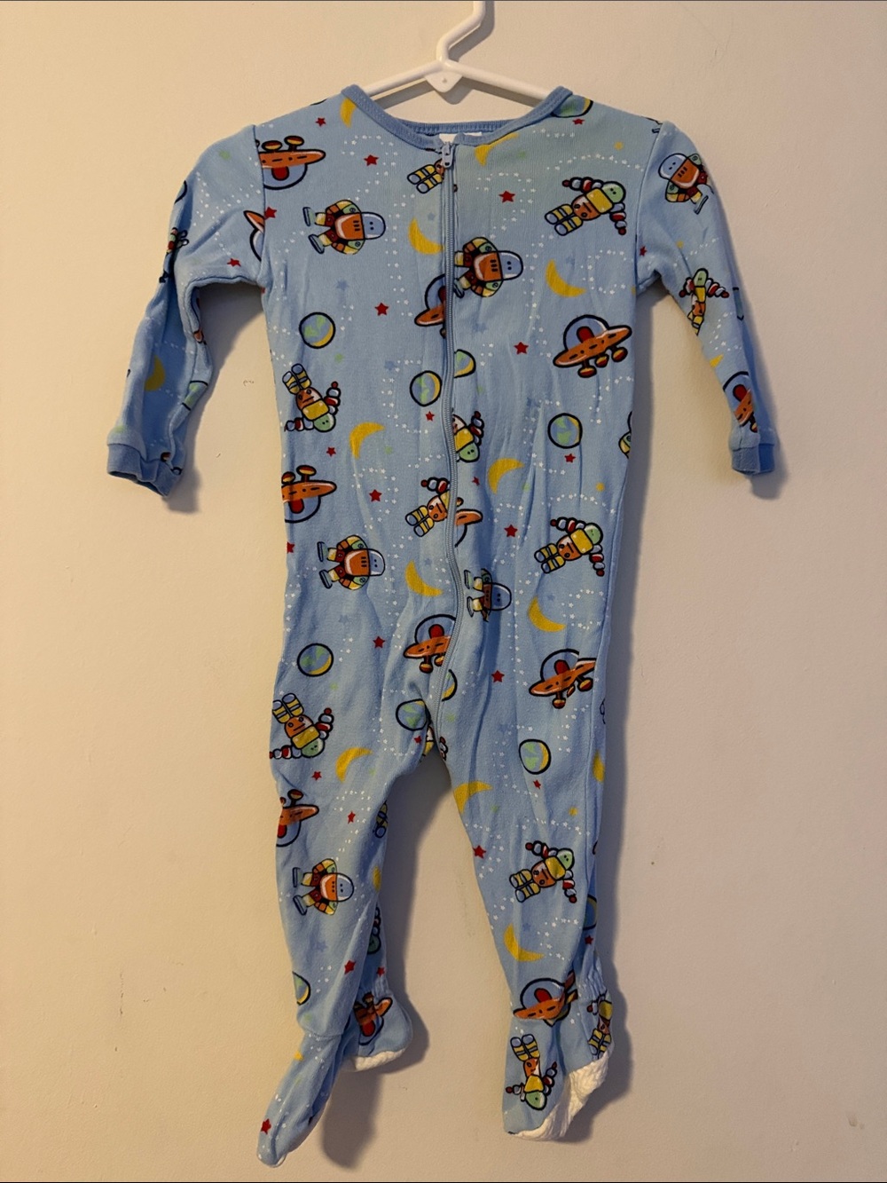 Little Me Light Blue Space & Astronaut Footed One-Piece